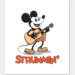 Smiling & Strummin' Mickey Posters and Art